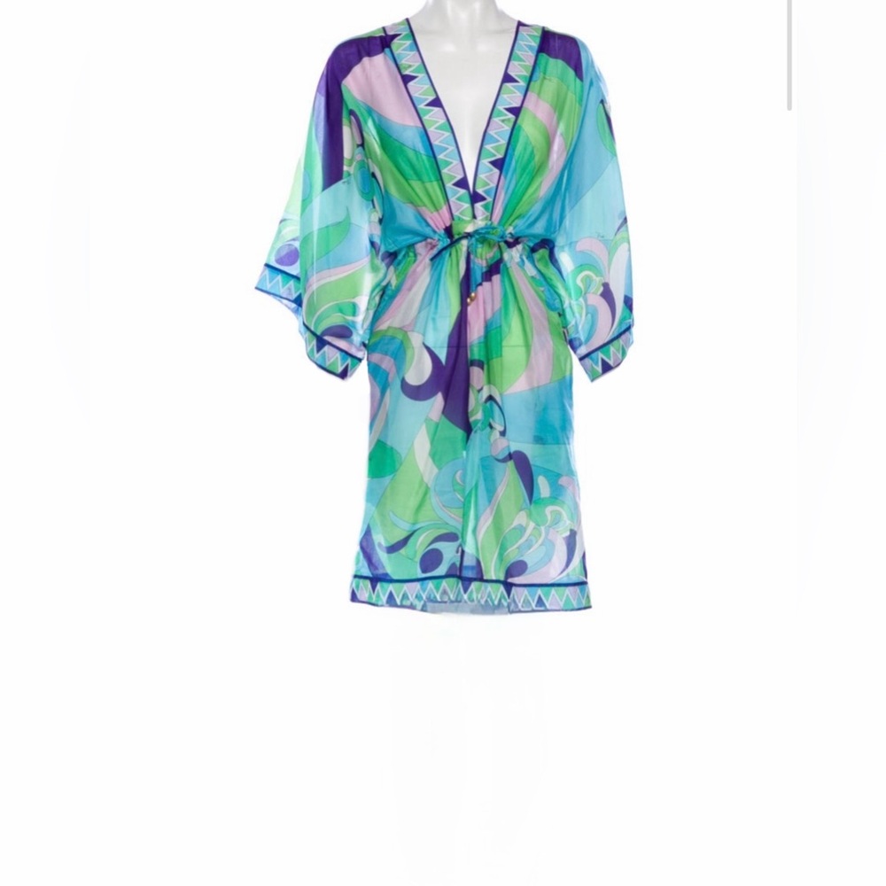 Emilio Pucci Turquoise, Green & Purple Swim Coverup